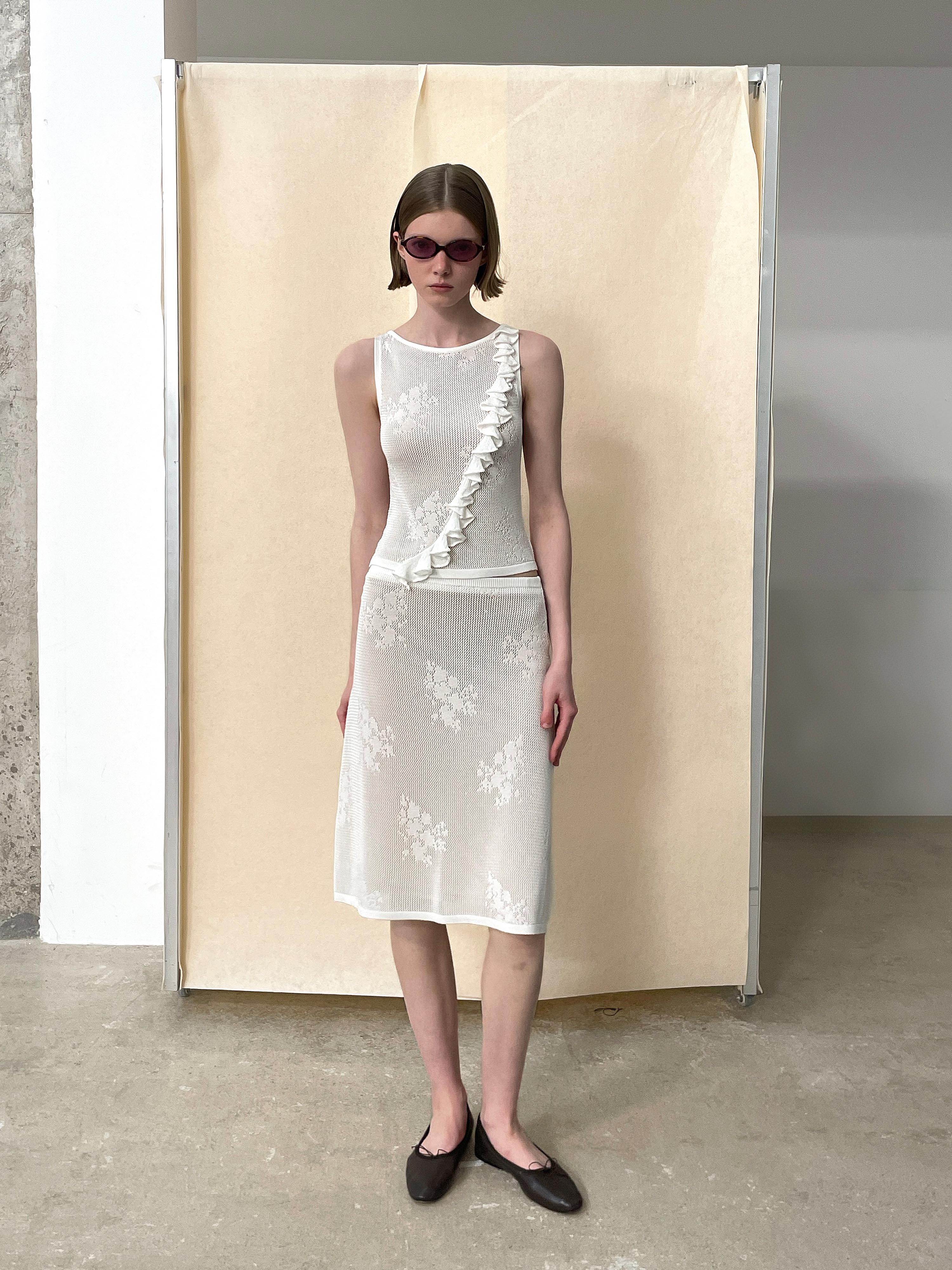Sheer Jacquard Skirt Set