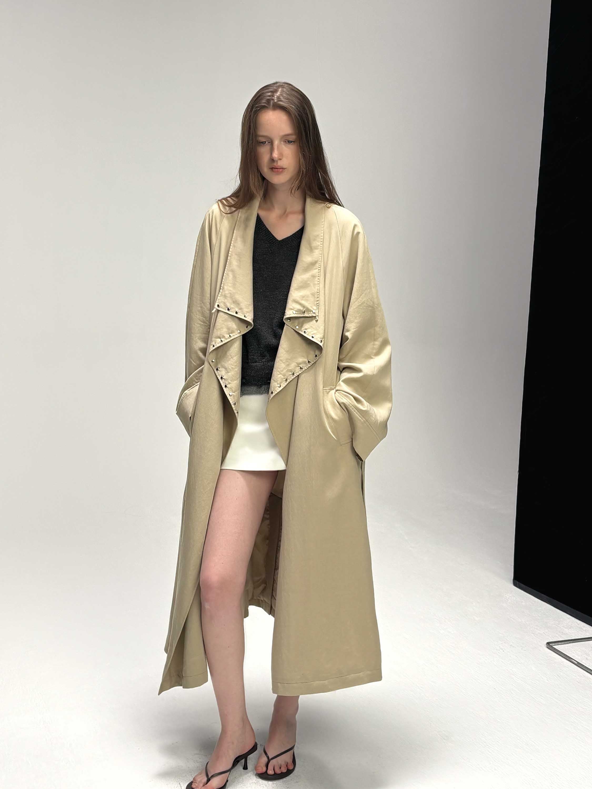 Tencel Draped Trench Coat