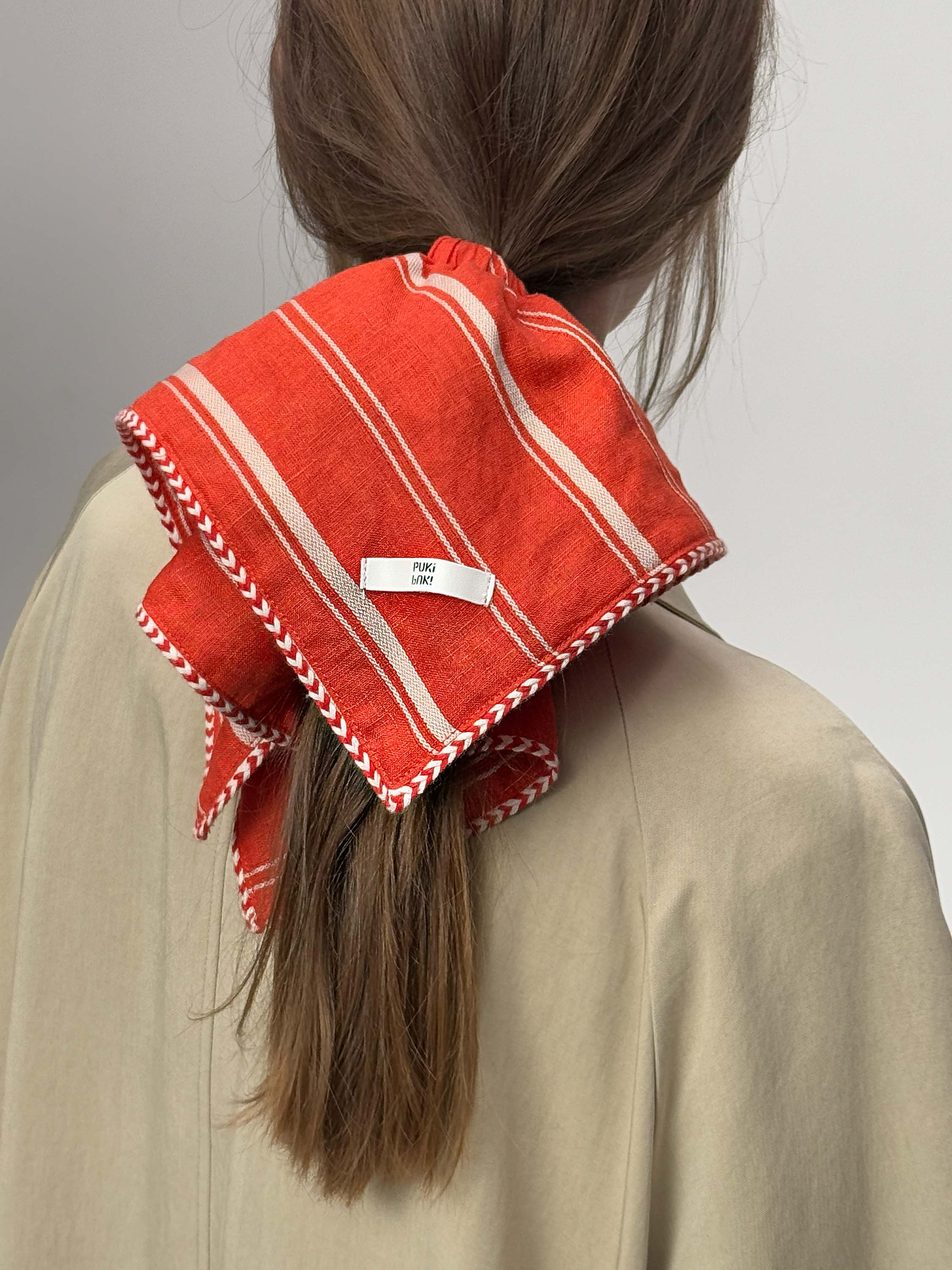 Striped Linen Scarf Scrunchie