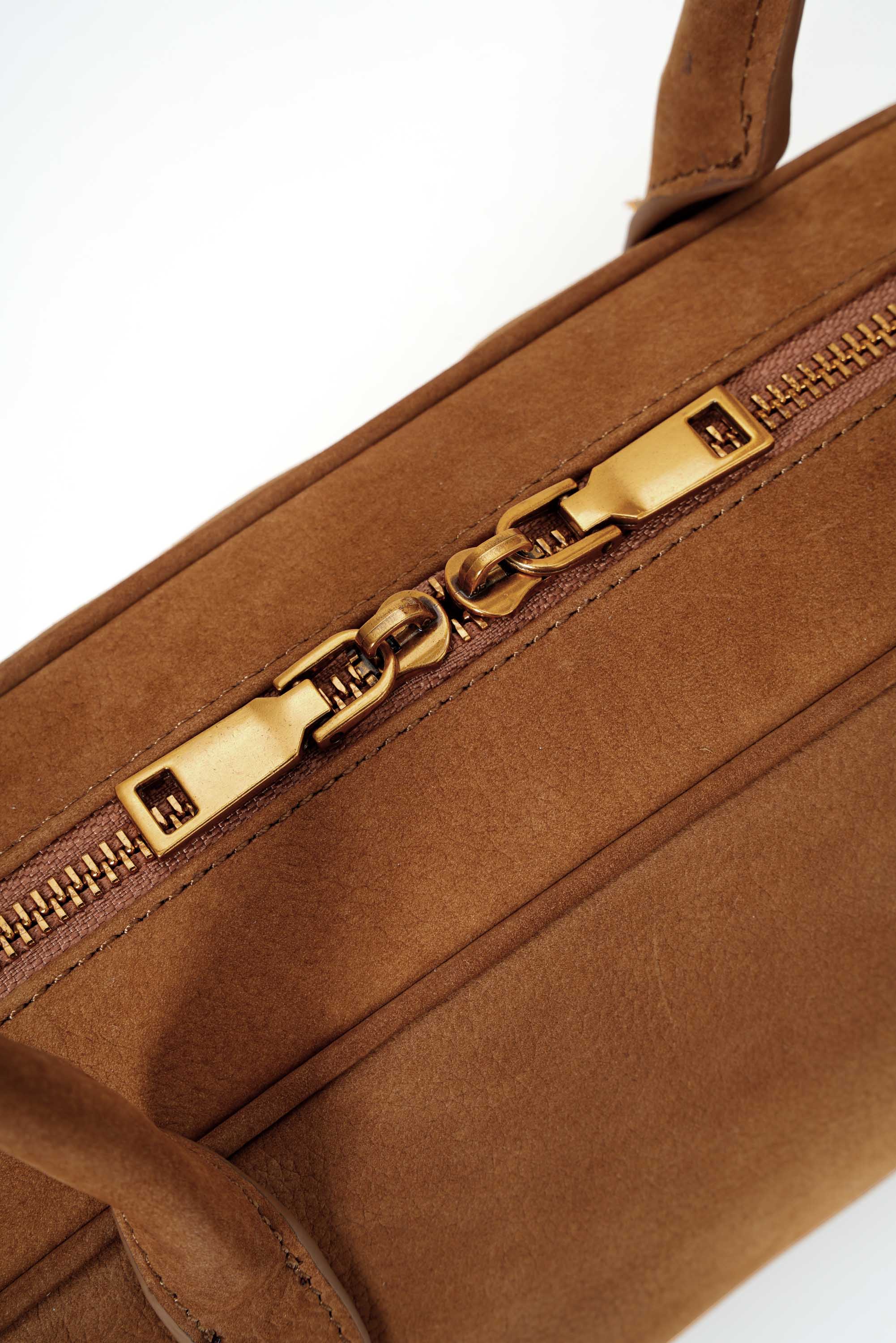 Vintage Suede Leather Boston Bag with Grained Cowhide