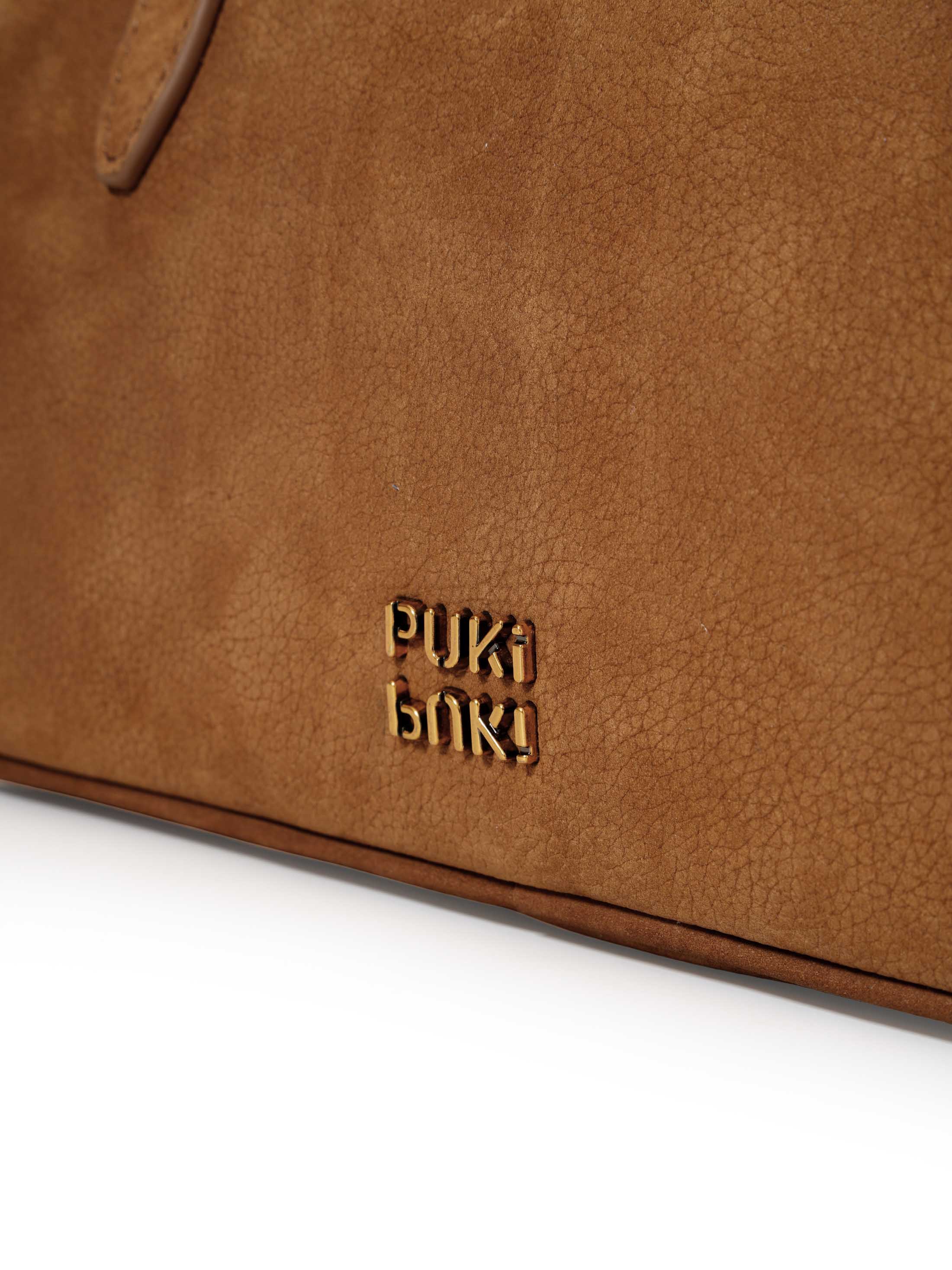 Vintage Suede Leather Boston Bag with Grained Cowhide