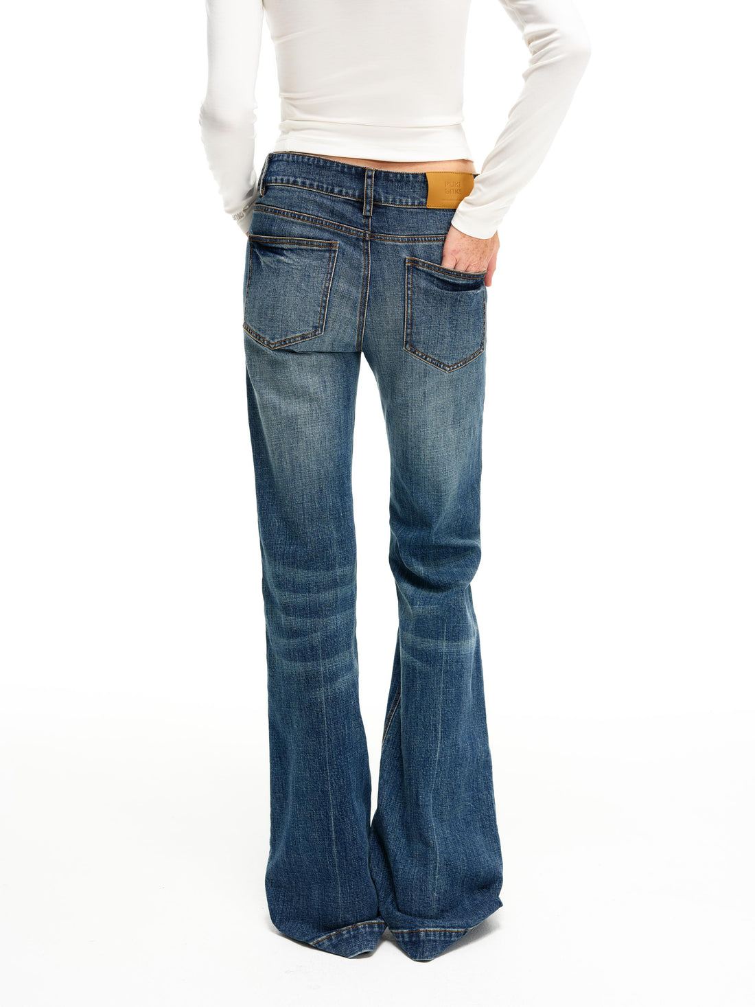 Deep Indigo Low-Rise Flare Jeans