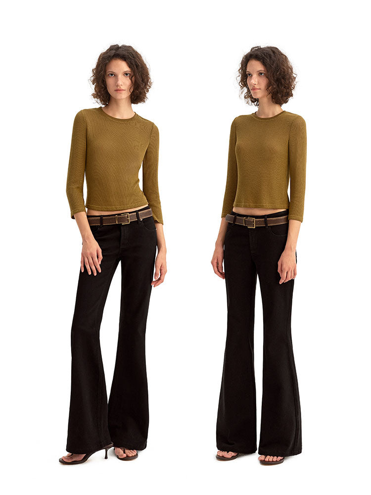 Black Micro Fflared Jeans